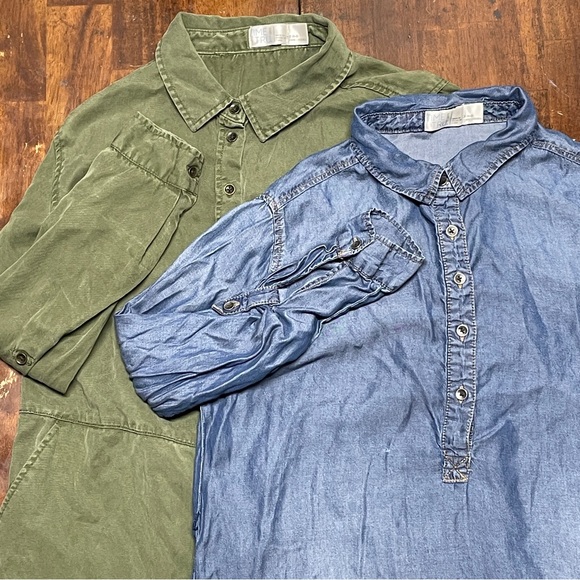 Time and Tru Tops - Time & Tru Small Denim Chambray Shirt Dress 1/2 Button Long Sleeve Lyocell Lot